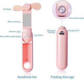 img 3 attached to 🌬️ 4-in-1 Rechargeable Handheld Mini Fan & Eye Massager – Portable Pocket Size, Multi-function Foldable Personal Desk Fan for Women, Ideal for Home Office, Outdoor Travel