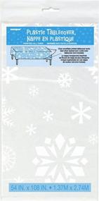 img 1 attached to ❄️ Snowflake Frost Plastic Tablecloth: Crystal Clear, 108" x 54" - Perfect Winter Table Cover