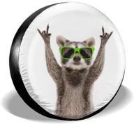 🦝 hilarious raccoon green sunglasses spare tire cover: waterproof, dust-proof, and uv resistant - perfect fit for jeep, trailer, rv, suv, and more (16 inch) logo