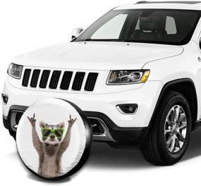 img 1 attached to 🦝 Hilarious Raccoon Green Sunglasses Spare Tire Cover: Waterproof, Dust-Proof, and UV Resistant - Perfect Fit for Jeep, Trailer, RV, SUV, and More (16 Inch)