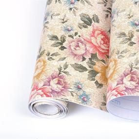 img 2 attached to 🌸 Vintage Peony Floral Contact Paper Shelf Liner: Self-Adhesive Christmas Drawer Decorative – 17x78 Inches, yazi