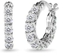 💎 sophisticated sterling silver huggie hoop earrings adorned with aaa cubic zirconia - 16mm round logo