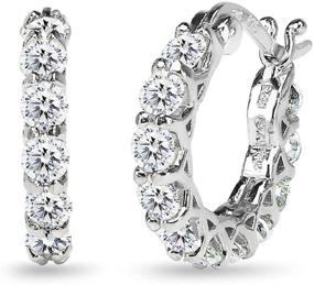 img 4 attached to 💎 Sophisticated Sterling Silver Huggie Hoop Earrings Adorned with AAA Cubic Zirconia - 16mm Round