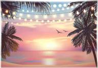 🌴 vibrant pink sunset hawaiian beach backdrop for stunning tropical photography: allenjoy 10x8ft durable/soft fabric, perfect for aloha luau parties, weddings, birthdays, baby showers, and photo booth decorations logo