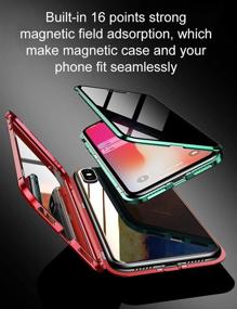 img 2 attached to 📱 KumWum Anti Peep Case for iPhone Xr: Magnetic Adsorption, Aluminum Bumper, Clear Tempered Glass Double Privacy Full Phone Cover in Black