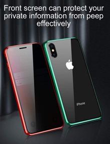 img 3 attached to 📱 KumWum Anti Peep Case for iPhone Xr: Magnetic Adsorption, Aluminum Bumper, Clear Tempered Glass Double Privacy Full Phone Cover in Black