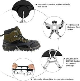 img 2 attached to 🧗 GOKKCL Traction Cleats - Ice Cleats Snow Grips with 18 Stainless Steel Spikes for Walking, Jogging, Climbing, and Hiking - Includes Free Low Gaiters, Carrying Bag, and Strap