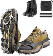 🧗 gokkcl traction cleats - ice cleats snow grips with 18 stainless steel spikes for walking, jogging, climbing, and hiking - includes free low gaiters, carrying bag, and strap logo