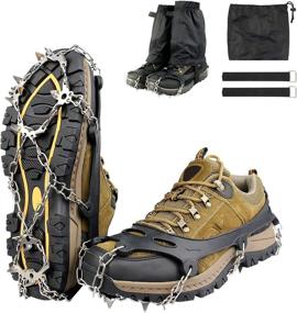 img 4 attached to 🧗 GOKKCL Traction Cleats - Ice Cleats Snow Grips with 18 Stainless Steel Spikes for Walking, Jogging, Climbing, and Hiking - Includes Free Low Gaiters, Carrying Bag, and Strap