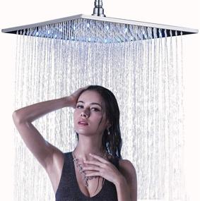 img 4 attached to Large 16 Inch LED Shower Head - NeierThodore Polished Chrome, Square Rainfall Design