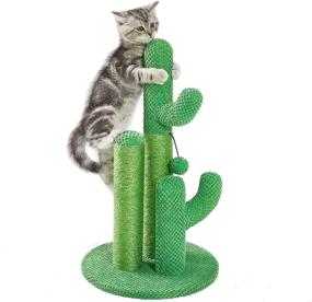 img 2 attached to 🌵 Kilodor Cactus Cat Scratching Post: 3 Sisal Scratching Poles & Ball - Ultimate Kitten Scratcher Tree