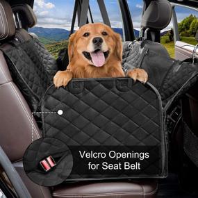 img 3 attached to Waterproof Nonslip Dog Car Seat Cover with Storage Pockets & Mesh Visual Window - Heavy Duty Scratchproof Hammock for Cars, Trucks, and SUVs