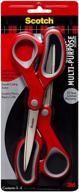 ✂️ scotch multi-purpose scissor 8 inch 2 pack (1428-2) - red/gray scissors for versatile cutting tasks logo