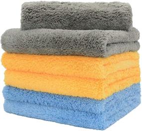 img 1 attached to CARCAREZ Plush Microfiber Towels for Cars - 16x16 inch, Edgeless & Absorbent - 6 Pack Car Cleaning Towels (Blue, Yellow, Gray)