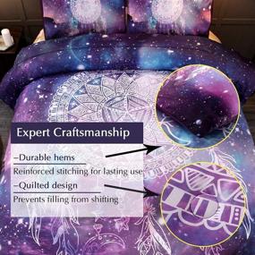 img 3 attached to Stunning Galaxy Dream Catcher Mandala Bohemian Quilt Bedding Set for Adults & Teens - Twin Size (Galaxy-Purple)