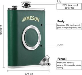 img 3 attached to 🥃 KWANITHINK 8 oz Stainless Steel Shot Flask for Men - Green Whiskey Hip Flask with Collapsible 2 oz Shot Glass & Funnel - Ideal Gift for Men - Liquor Flask