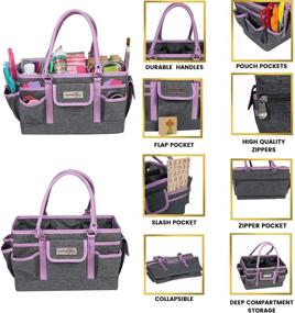 img 1 attached to Everything Mary Craft Bag Organizer Tote, Purple - Ultimate Storage Solution for Sewing, Scrapbooking, and Crafts - Portable Art Caddy with Handle for Supplies Organization in School, Medical, and Office