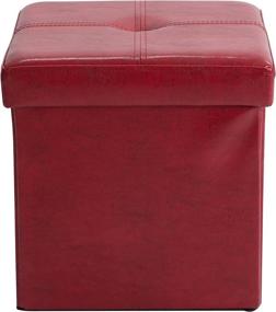 img 3 attached to 🔴 30-Inch Red Faux Leather Folding Storage Ottoman from Kennedy Home Collection - Simplified for better SEO