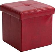 🔴 30-inch red faux leather folding storage ottoman from kennedy home collection - simplified for better seo logo