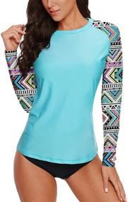 img 4 attached to 🏝️ Tropical Women's Clothing: Sleeve Rashguard Athletic Shirts in Swimsuits & Cover Ups - A Perfect Combination for Style and Protection