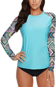 img 2 attached to 🏝️ Tropical Women's Clothing: Sleeve Rashguard Athletic Shirts in Swimsuits & Cover Ups - A Perfect Combination for Style and Protection