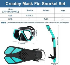 img 3 attached to 🤿 Createy Mask Fin Snorkel Set: Adult Snorkeling Gear with Panoramic View Diving Mask, Trek Fin, Dry Top Snorkel, Travel Bags for Lap Swimming