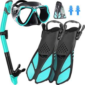 img 4 attached to 🤿 Createy Mask Fin Snorkel Set: Adult Snorkeling Gear with Panoramic View Diving Mask, Trek Fin, Dry Top Snorkel, Travel Bags for Lap Swimming