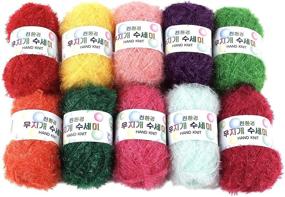 img 4 attached to 🌈 Vibrant Assorted Colors: Rainbow Crochet Yarn - 10 Skeins, 100% Polyester