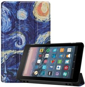 img 4 attached to 📚 Boskin for KINDIE Fire HD 10 Case 2019/2017 - PU Leather Smart Cover with Auto Wake/Sleep (Starry Night) - 9th/7th Gen