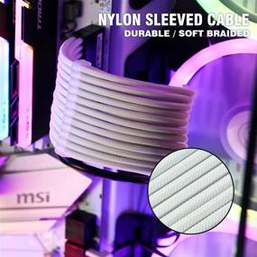 img 3 attached to Улучшите эстетику своего ПК с помощью Vetroo PSU Extension Cable Sleeved Customization Mod - мягкий плетеный шнур из нейлона | Белого цвета.
