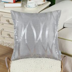 img 2 attached to CaliTime Pack of 2 Throw Pillow Covers – Modern Shining & Dull Contrast Abstract Water Waves Lines Geometric Design – 18 X 18 Inches – Silver Gray – Couch Sofa Home Decor