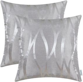 img 4 attached to CaliTime Pack of 2 Throw Pillow Covers – Modern Shining & Dull Contrast Abstract Water Waves Lines Geometric Design – 18 X 18 Inches – Silver Gray – Couch Sofa Home Decor