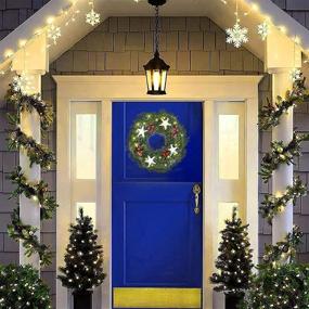 img 1 attached to 🎄 ANGELEMM 16 Inch Pre-lit Christmas Wreaths for Front Door with Built-In Hook, Battery Operated Decorative Hanging Ornament, Artificial Door Wreath with Clear LED Lights