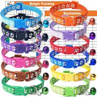 gamuda super soft nylon whelping puppy collars - adjustable litter collars for pups - assorted colors reflective plain & identification collars - set of 12 (footprint) logo