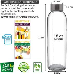 img 3 attached to 🍶 Brieftons Clear Glass Water Bottles with Leakproof Caps - 6 Pack, 18 Oz - Premium Soda Lime Material - Ideal Reusable Drinking Bottles, Sauce Jars, Juice Containers, Kefir Kits - Includes Cleaning Brush