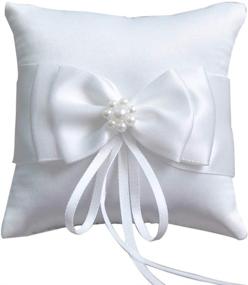 img 4 attached to 💍 White Wedding Ring Bearer Pillow - 7.8 Inch x 7.8 Inch with Pearls - Decorative Bridal Ring Pillow
