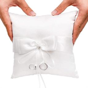 img 1 attached to 💍 White Wedding Ring Bearer Pillow - 7.8 Inch x 7.8 Inch with Pearls - Decorative Bridal Ring Pillow