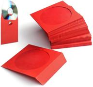 📀 flexzion 100 pack red cd dvd paper sleeves: premium envelope cases for music, movies, games - display, store & protect discs with window cut-out and flap логотип