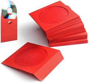 img 4 attached to 📀 Flexzion 100 Pack Red CD DVD Paper Sleeves: Premium Envelope Cases for Music, Movies, Games - Display, Store & Protect Discs with Window Cut-out and Flap