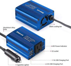 img 2 attached to 🚗 High-Powered 150W Car Power Inverter with 2 USB Ports - DC 12V to 110V AC Car Outlet Adapter and Converter