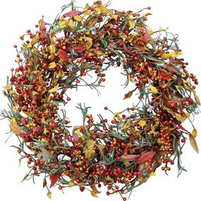 img 4 attached to 🍂 The Wreath Depot Appalachia Berry Silk Fall Door Wreath, 22 inches, with Elegant White Gift Box