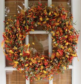 img 1 attached to 🍂 The Wreath Depot Appalachia Berry Silk Fall Door Wreath, 22 inches, with Elegant White Gift Box