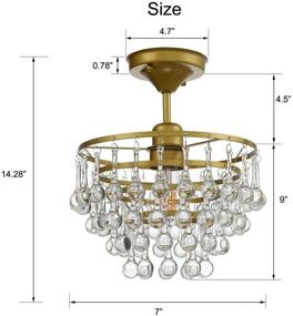 img 2 attached to 💡 Gold Modern Small Chandelier Lighting - CE102M Semi Flush Mount Crystal Ceiling Light Fixture with 1-Light