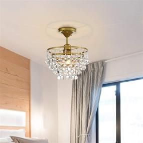 img 1 attached to 💡 Gold Modern Small Chandelier Lighting - CE102M Semi Flush Mount Crystal Ceiling Light Fixture with 1-Light