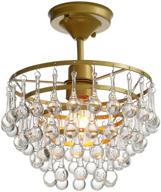 💡 gold modern small chandelier lighting - ce102m semi flush mount crystal ceiling light fixture with 1-light логотип