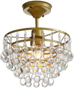 img 4 attached to 💡 Gold Modern Small Chandelier Lighting - CE102M Semi Flush Mount Crystal Ceiling Light Fixture with 1-Light