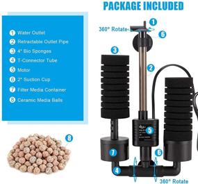 img 2 attached to 🐠 AQQA Aquarium Sponge Filter: Powerful, Quiet Submersible Foam Filter with 2 Extra Sponges - Ideal for Fresh and Salt Water Fish Tank (S/L)