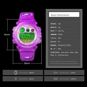 img 2 attached to 🌊 Top Class 50M Waterproof Kids Digital Watches with Alarm, Stopwatch - Perfect for Boys and Girls