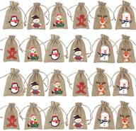 ewanda store 24 pcs christmas burlap bags jute drawstrings goodie bags: perfect party favors for christmas & weddings logo
