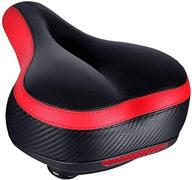 evnno bicycle saddle: ultimate comfort leather bike seat | double shock absorption memory foam | vibrant red logo